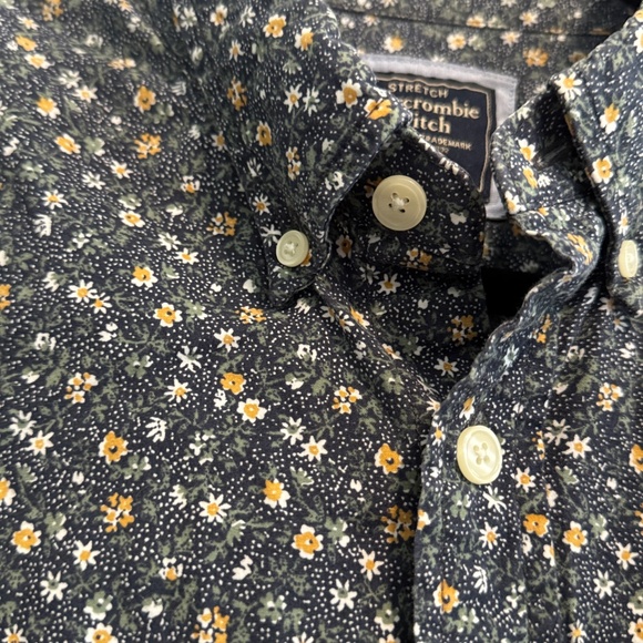 Abercrombie & Fitch Super Slim Floral Button-Up Shirt – Stretch – Navy (L) - Picture 6 of 7